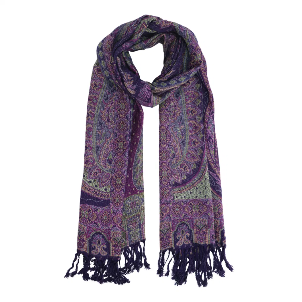 Spring Paisley Shawl Fashion Purple Red Jacquard Wraps Soft Ladies Paisley Scarf