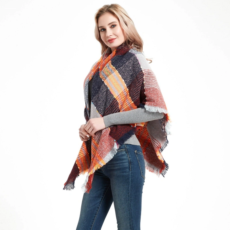 Soft Warm Fashion Women Tartan Square Scarf