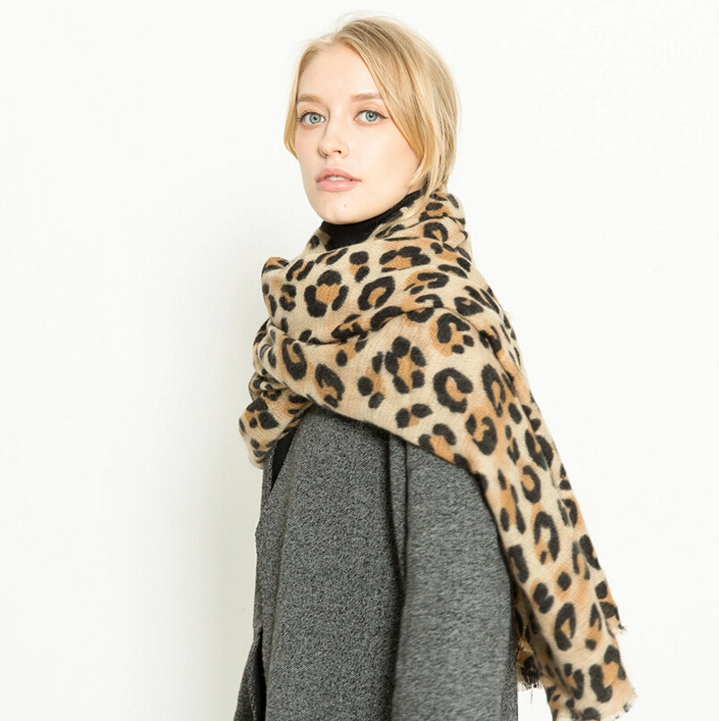 Women Fashion Leopard Pattern Animal Print Shawl Scarf Wrap, Soft Lightweight Shawl for Any Season