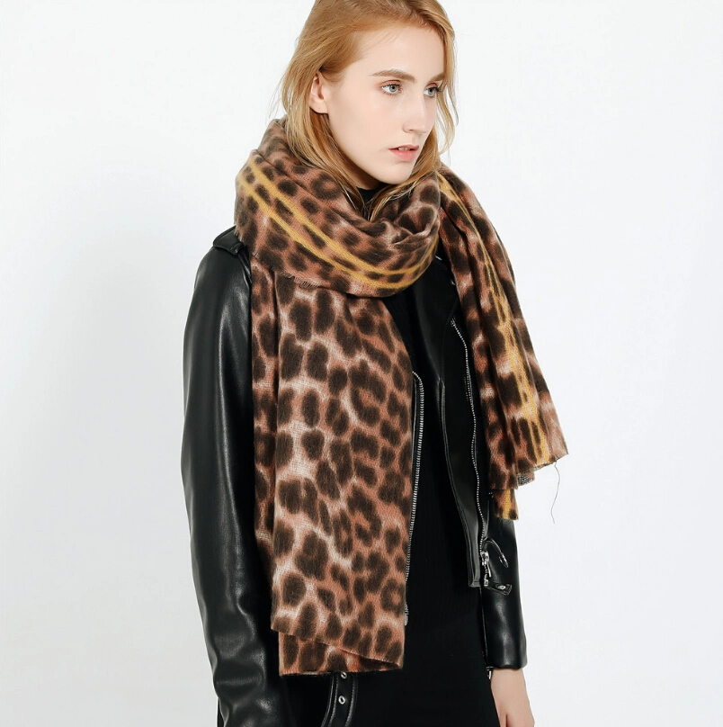 Women Fashion Leopard Pattern Animal Print Shawl Scarf Wrap, Soft Lightweight Shawl for Any Season