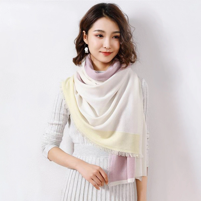 Promotional Thick Thin 100% Merino Wool Square Shawl Scarf for Women
