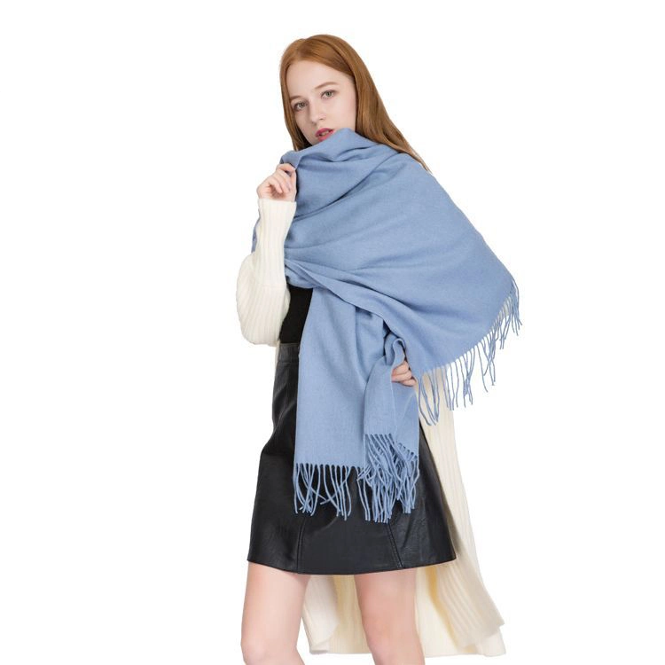 New Women Soft Long Wool Scarf Pashmina Shawls Winter Pure Color Scarf