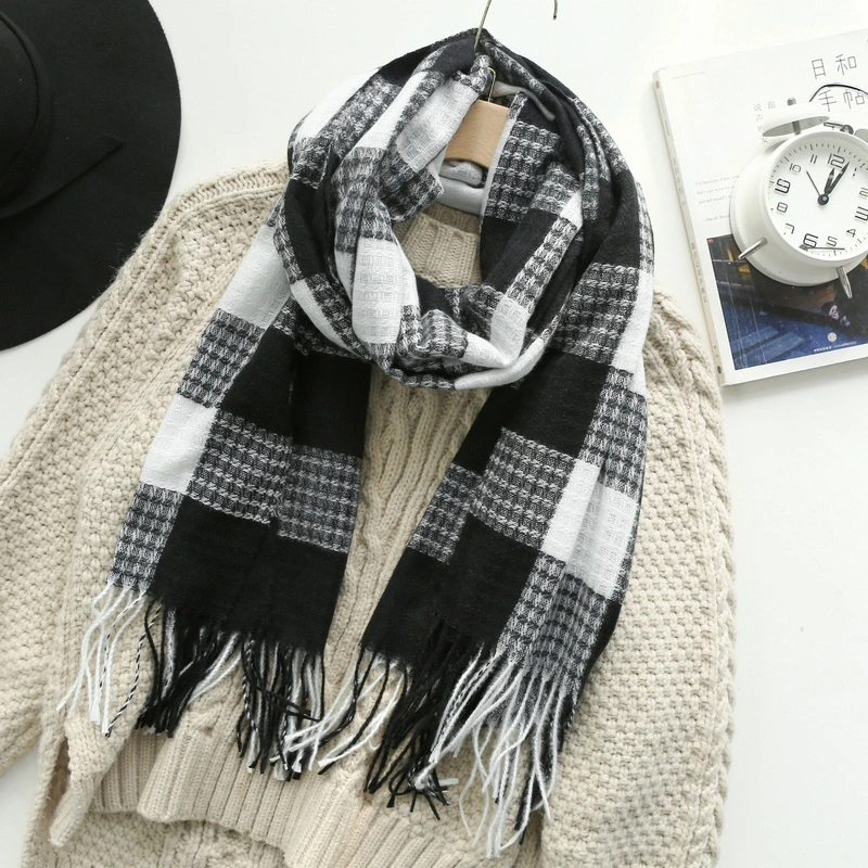 Wholesale Tartan Checked Long Scarf with Tassel for Ladies