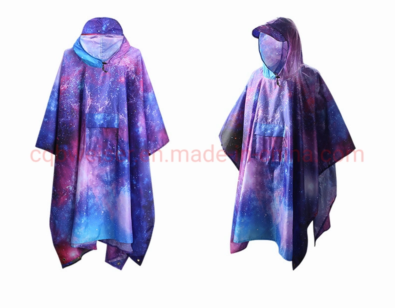 2022 Best Selling Color Waterproof Adult Starry Color Poncho