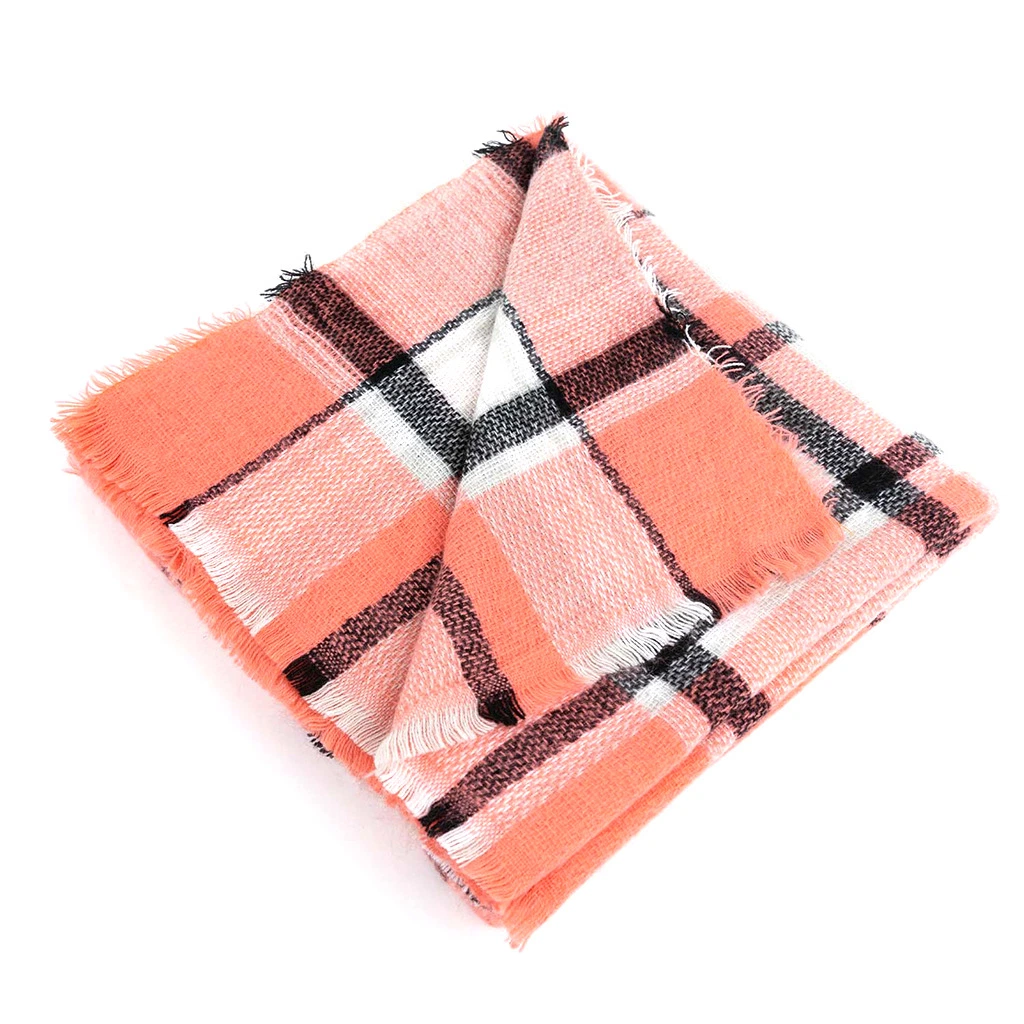 Quality Ladies Classical Checked Acrylic Woven Scarf Wrap Poncho Shawl