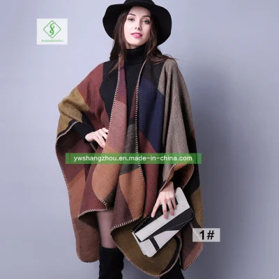  El estilo étnico europeo de mujeres de Cabo Plaid Cashmere mantón engrosada de viajes