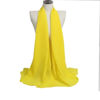  La moda de las mujeres de color amarillo crema protectora solar mantón Bufandas chales patrón sólido ligero