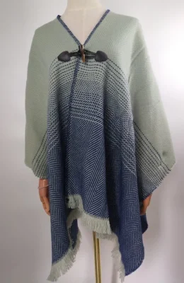  Dama moda elegante Borla Horn-Button clásica bufanda de punto Mantón de envoltura
