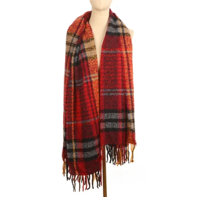 Moda Otoño e Invierno accesorio Acrílico Plaid Fular largo tejido