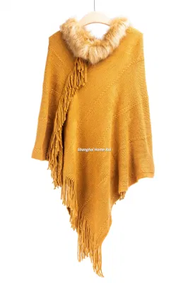  Proveedor Outfit Otoño Invierno de moda Dama Plus Couture Batwing Irregualar clásica forma tejidos de punto fijo de camellos Borla acogedor Fluffy grueso suéter con cuello en V en barco Cabo