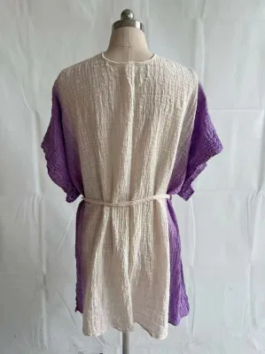  Mujeres Moda Bci algodón DIP teñido capa con cinturón / Poncho Geomerty Bufanda/chal/bufanda suave Kimono sin borlas Chicas con un toque cómodo