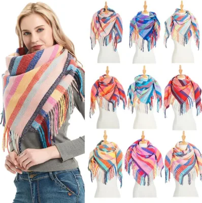 Plaid Manta Bufandas MUJER cuadrado grande largo Bufandas cálida Tartan marcada Shaw