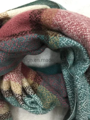  El diseñador de moda mayorista fábrica caliente mujeres chal Pashmina Tartán acrílico Jacquard bufanda marcada para el otoño invierno