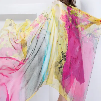  Señoras la moda 100% seda de morera Bufanda de Impresión Digital personalizada
