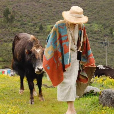  Invierno Cashmere sensación de frente Abierto Tassel Señoras Tassel étnico Fular Mantones Manta Poncho