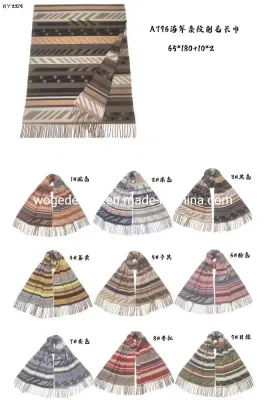  Nueva llegada de la banda femenina de Jacquard Floral largo invierno envoltura chal de Cachemira