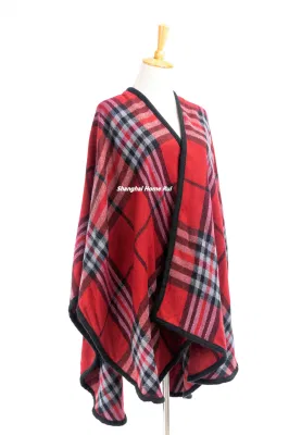  Casa Rui ropa mujer ropa de primavera otoño calidez accesorio Boucle Cashmere sentir el bloque Borla envuelve las cuadrículas controles Plaid Cardigan extra manto Cabo