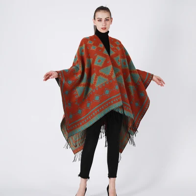  Bohemio Shawl Fular Invierno cálido Cárdigan Poncho Tribal Vintage mujeres Cabo