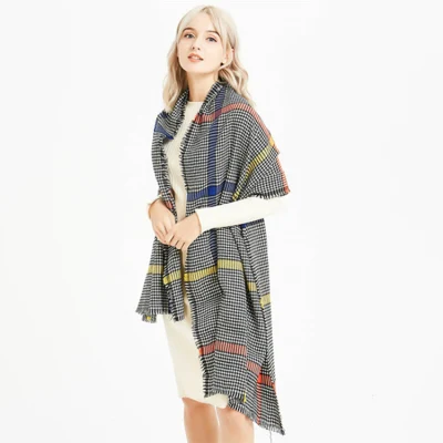 La moda de cuadrícula Cashmere Pashmina chal Plaid Manta señoras mujeres bufanda para el invierno
