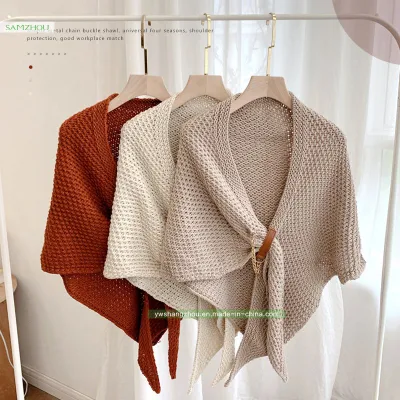  Llanura de moda Bufanda de triángulo de Cachemira Suave lana tejida Dama mantón