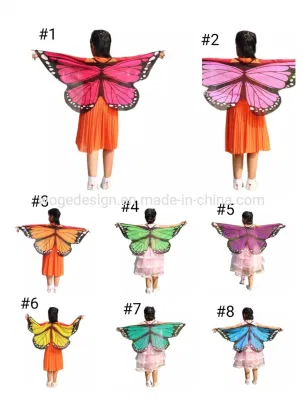 Kid ala mayor fiesta de Halloween Disfraces de envolturas de Cabo de impresión Accesorios vestido de gasa Poliester Butterfly Mantones para bailar Cosplay