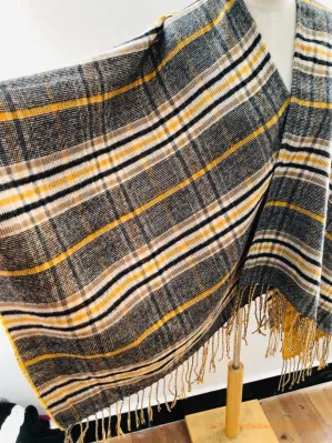  Señoras Mantón de Invierno de tamaño a través de cuadros escoceses Poncho Tejido