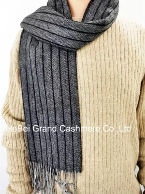  Lambswool Heringbone tejidas bufanda hombres