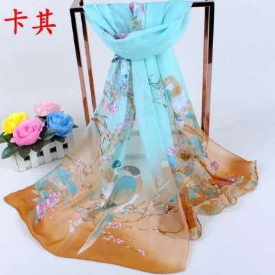  Urraca multifuncional impresas florales bufanda Chiffon largo chal para regalo