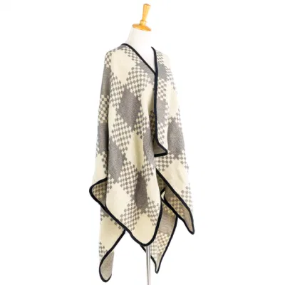  Mujer Mustard calor ropa Oversize Doble caras Beige Block Soft Frente Open Lattice Tartan Grids Dots Square Art Casual Shawl Suéteres Cabo Pallium Poncho