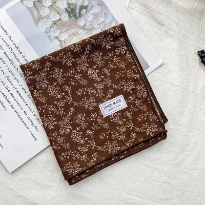 Elástica cuadrada Vintage verano mezcla de algodón de seda suave largo Pañuelo de flores