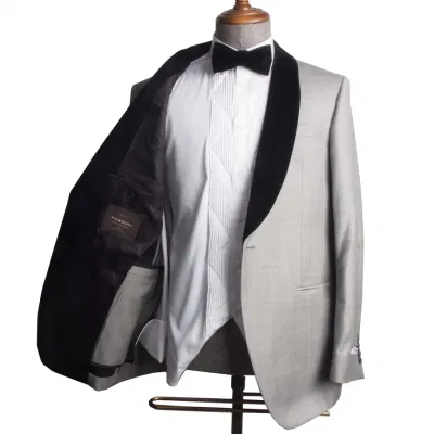  100% lana gris de los hombres modernos&prime; S Negro Traje de chaqueta de negocios simple