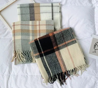  Las niñas Moda Tema caliente cómodo Tejido Blando Bufandas Señoras Mantón Coincidir completamente de la Mujer Bonita Tartan Plaid Bufanda de cuadrícula para estudiante