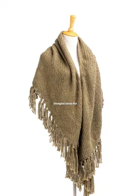  Casa Rui Fabricante ropa de moda primavera otoño mujer calidez prendas de vestir de moda accesorios tejidos acrílicos envolturas de tamaño extra Twist flequillo Cabo Cardigan manto mantón