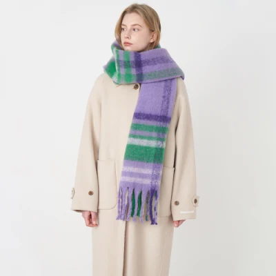  Hombres mujeres Cashmere cuello a cuadros Otoño suave Clásico cálido Invierno Bufanda