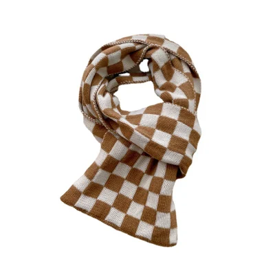 Diseño de moda Bufanda de invierno para mujeres tejida de poliéster cálida a cuadros y estolas de tartán.