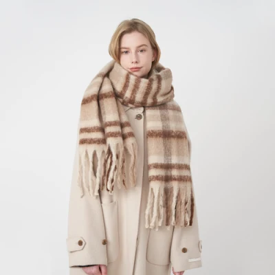 Plaid Scarfs for Women Men Invierno cálido largo chal envolturas Big Grid Escardas grandes suaves gruesas