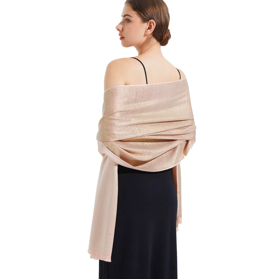 Ladies Metallic Bridal Party Pashmina Blanket Shawls and Wraps