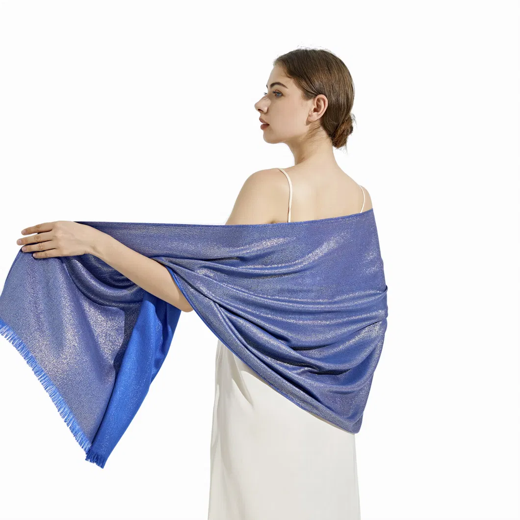 Women Elegant Wedding Sparkly Evening Royal Blue Shawls and Scarf Wraps