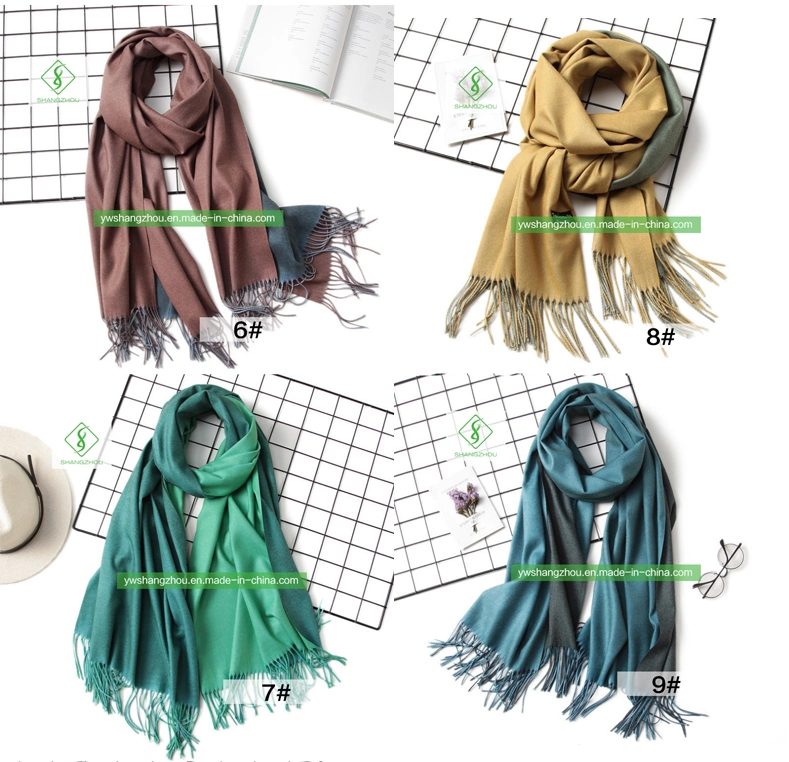 Fashion Double-Sided Plain Scarf with Tassel Winter Lady Cashmere Shawl