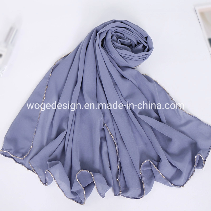 Fabulous Designer Khimar Hijab Headwrap Women Plain Solid Muslim New Arrival Chiffon Polyester Jewelry Scarf