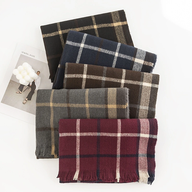 Classic Tartan Merino Scarves Woolen Plaid Scarf