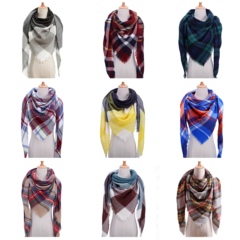 Designer 2020 Women Knitted Spring Winter Plaid Scarves Warm Cashmere Shawls Pashmina Wrap Scarf