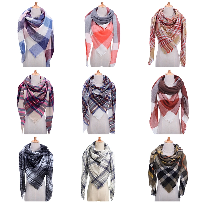 Designer 2020 Women Knitted Spring Winter Plaid Scarves Warm Cashmere Shawls Pashmina Wrap Scarf