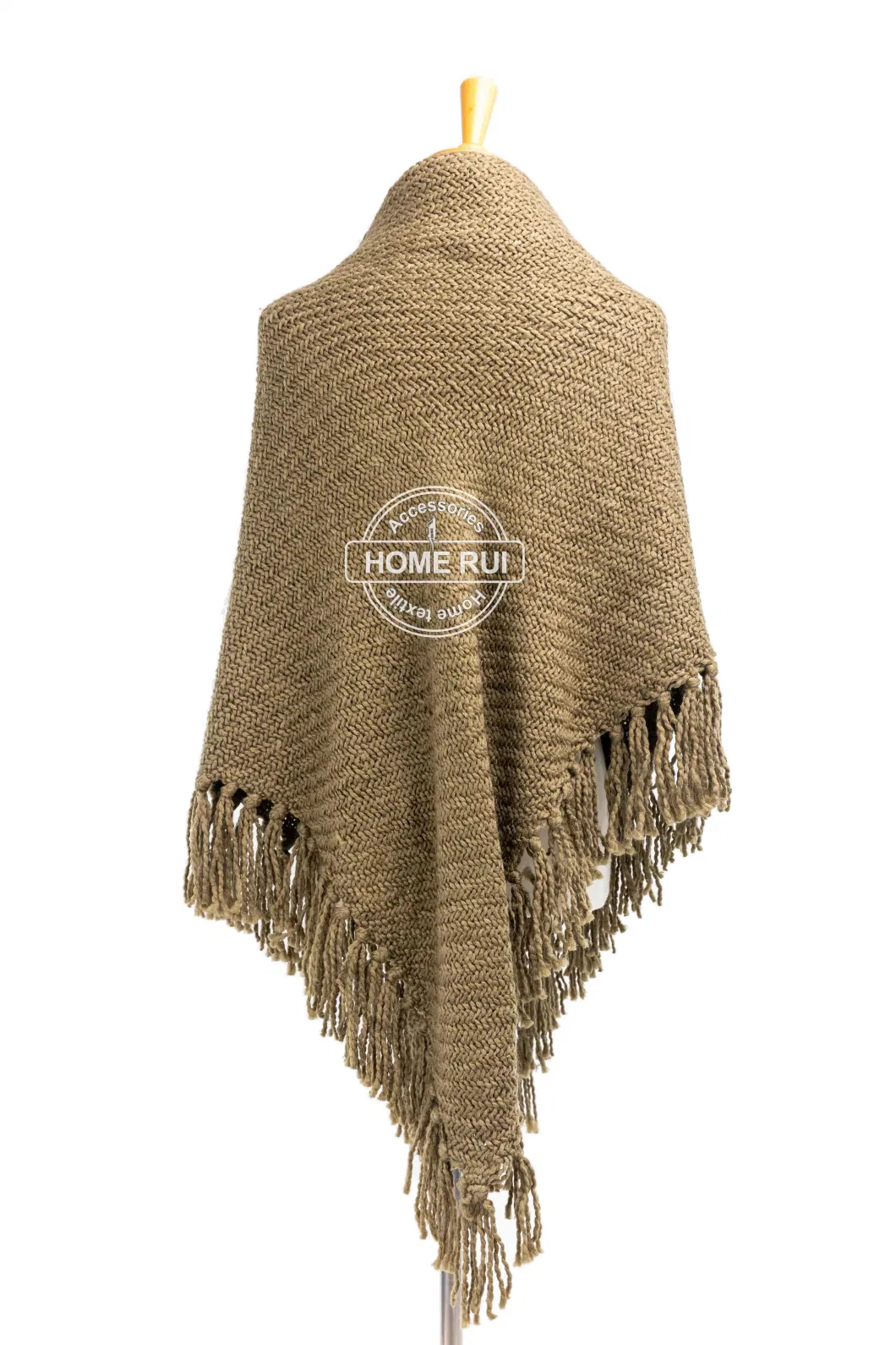 Home Rui Maufacturer Trendy Outerwear Spring Autumn Woman Warmth Apparel Accessory Fashion Acrylic Woven Oversize Wraps Twist Fringe Cape Cardigan Cloak Shawl