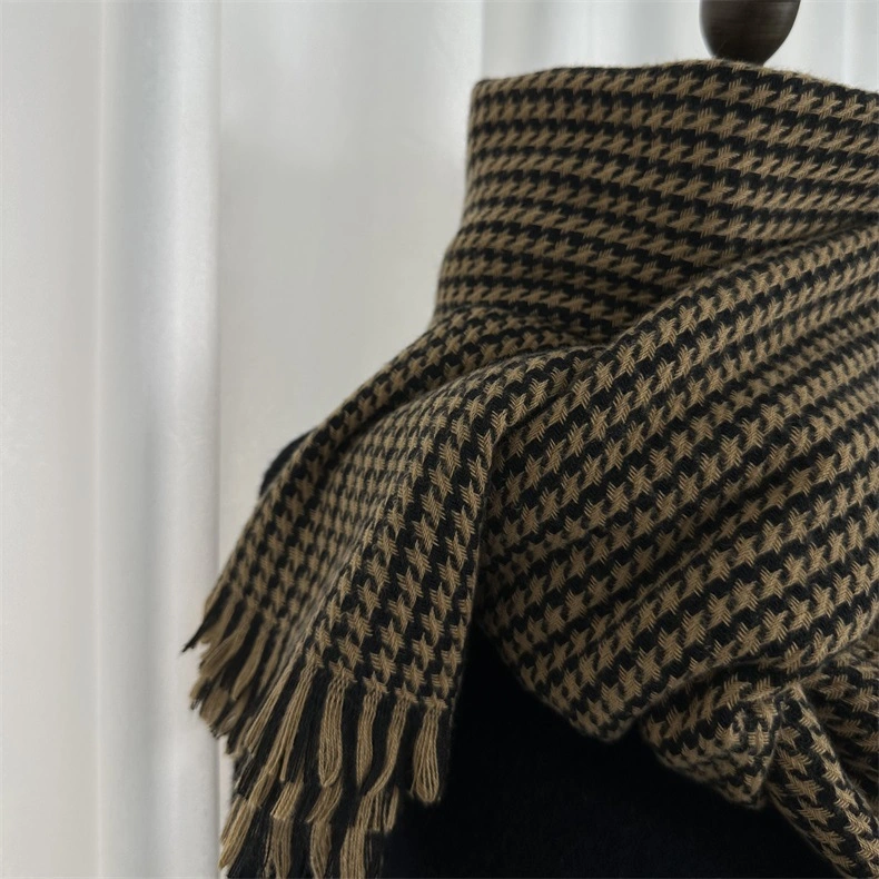 Long Shawl, Kilobird Warm Checked Wool Knitted Cashmere Winter Scarves for Women