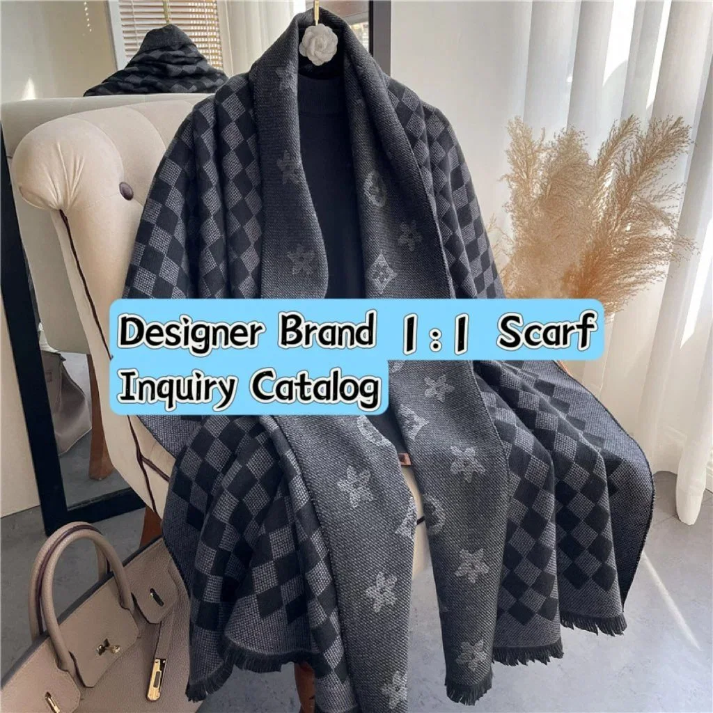 2024 Chic and Luxury Oversized Khaki Pashmina Wraps Winter Warm Scarfs Cashmere Tassel Pashmina Plaid Blanket Shawls Wholesale Designer Wool Scarf