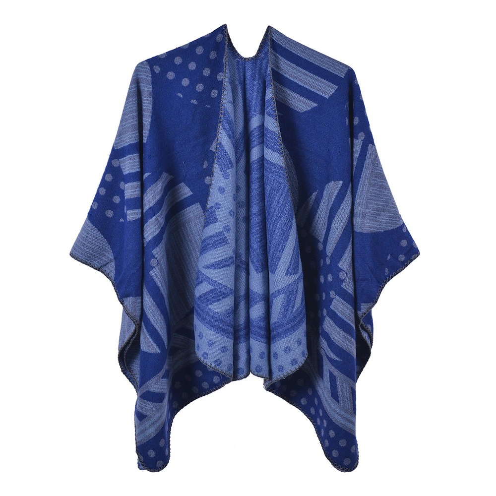 Women&prime;s Printed Tassel Open Front Poncho Cape Cardigan Wrap Shawl