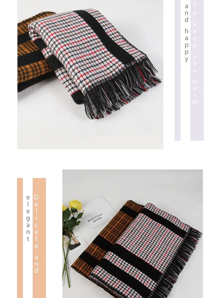 Women Fashion Houndstooth Scarves Girls Winter Tartan Plaid Design