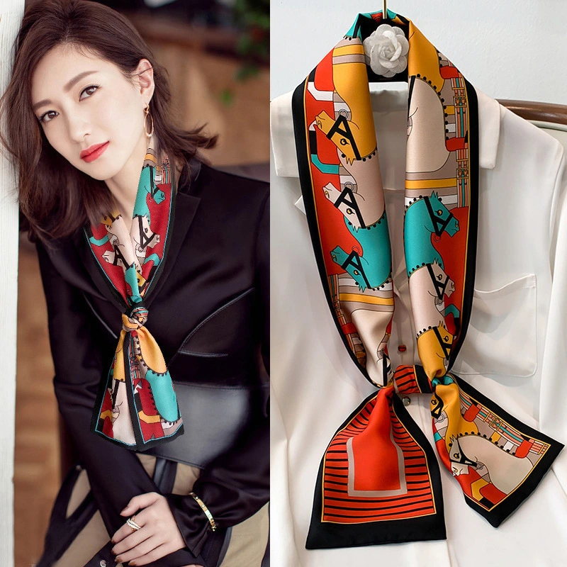 14X150cm Custom Multi Use Hot Sale Twill Chiffon Satin Lady Scarf