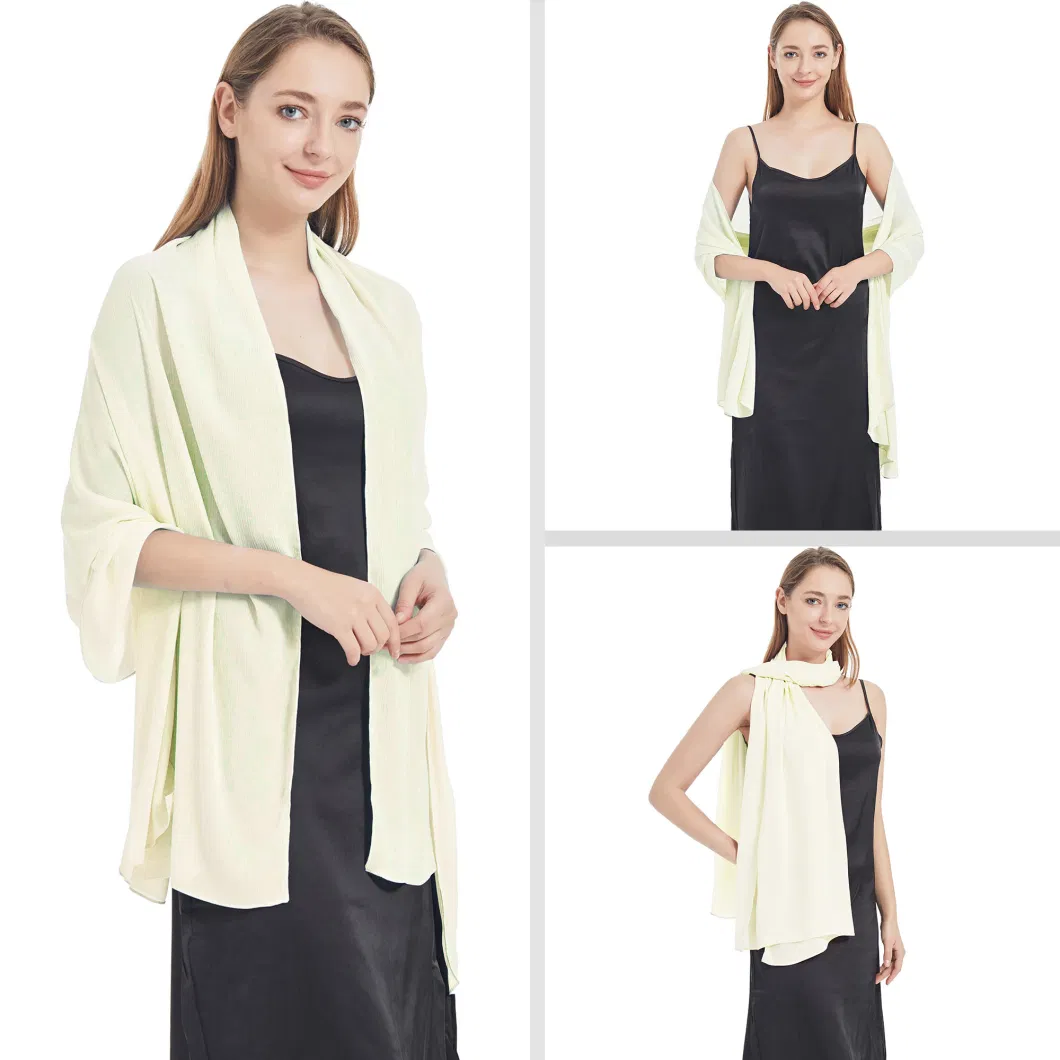 Super Soft Ladies Beige Chiffon Shawls and Wraps for Evening Dresses